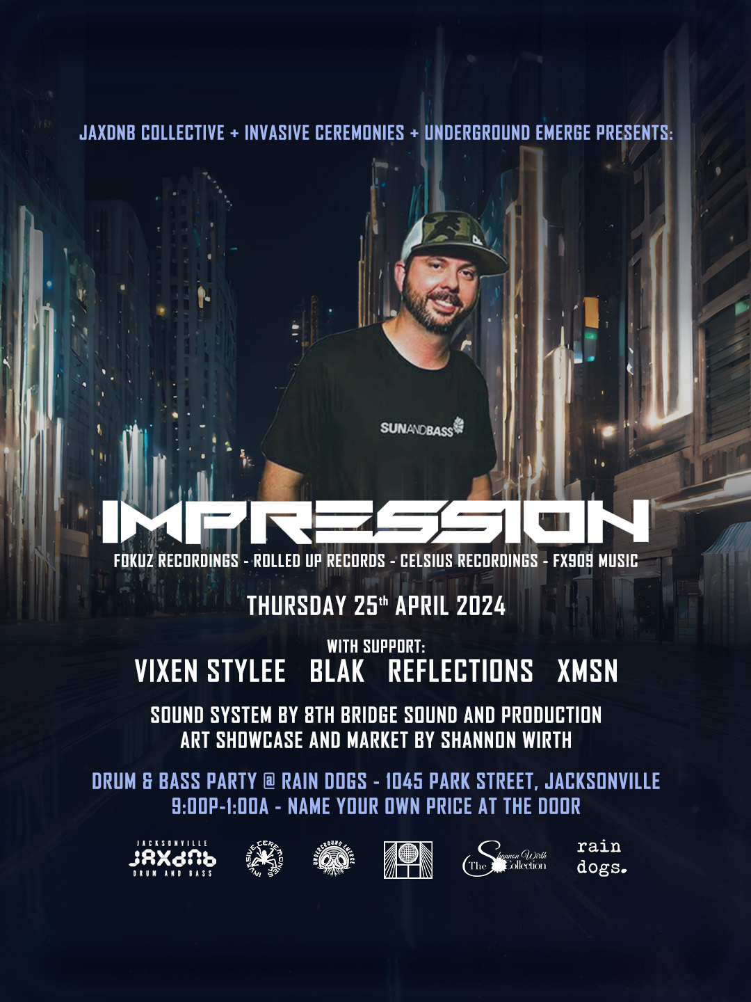 Event flyer for Impression with JaxDnB in Jacksonville, FL