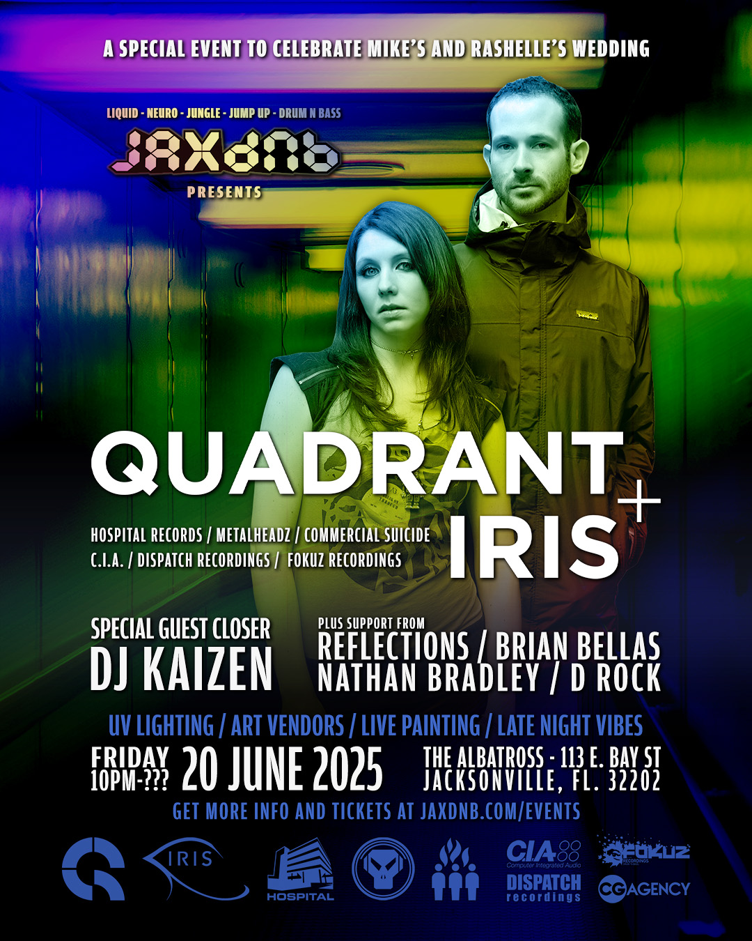 Event flyer design for Quadrant and Iris in Jacksonville, FL