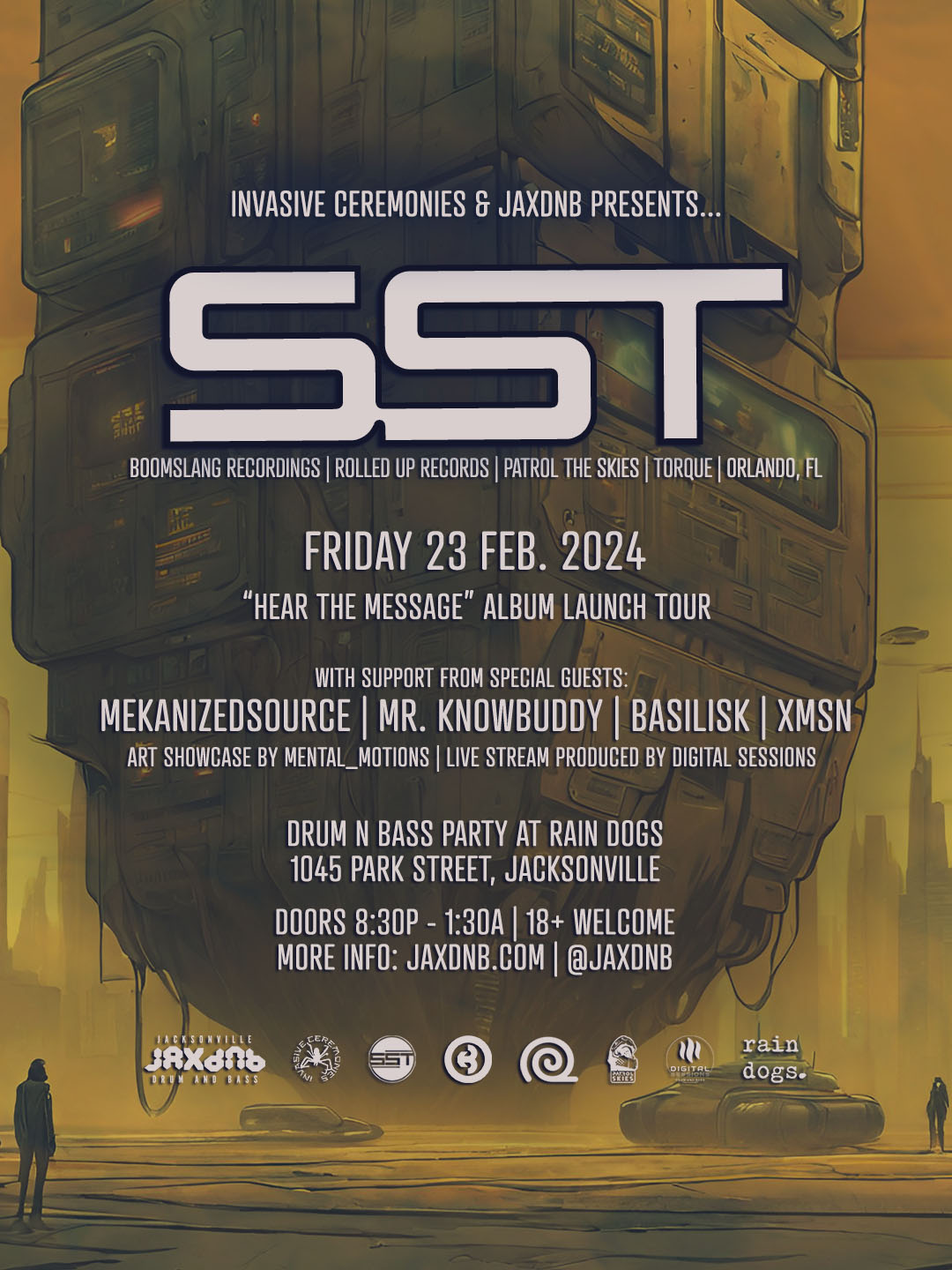 Event flyer for SST with JaxDnB in Jacksonville, FL