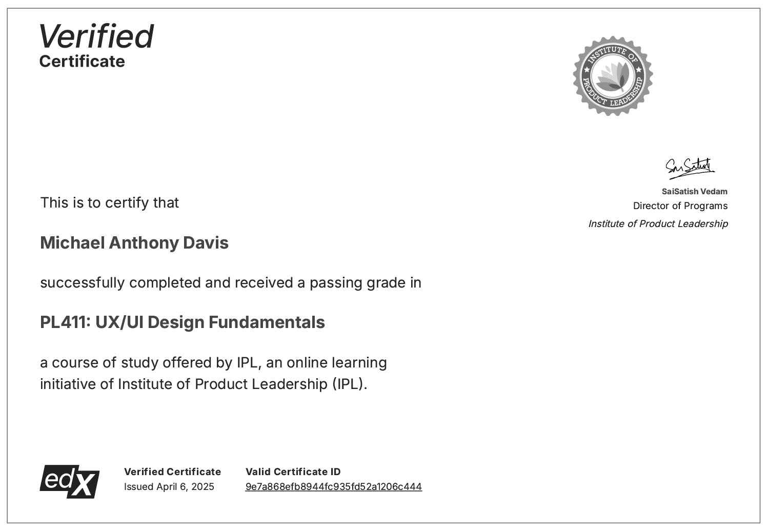 Institute of Product Leadership UX/UI Design Fundamentals