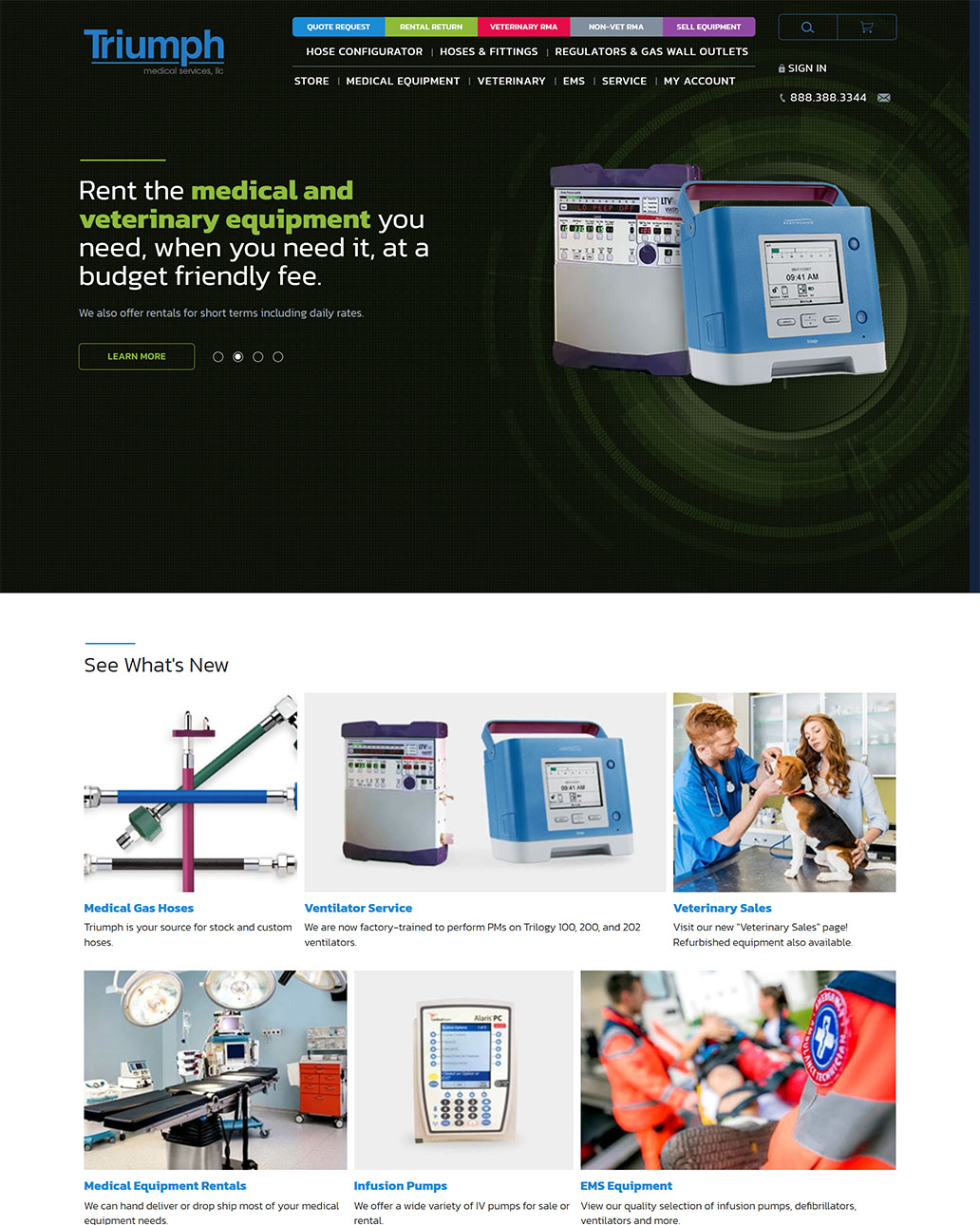 screenshot of the triumphmed.com home page
